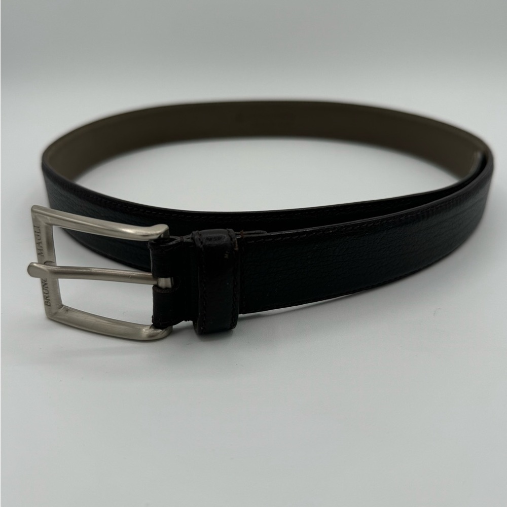 Bruno Magli Brown Belt Size 34 Men's Textured Pebble Italian Leather almost new